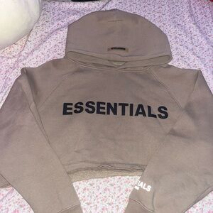 a brown cropped essentials hoodie!!!